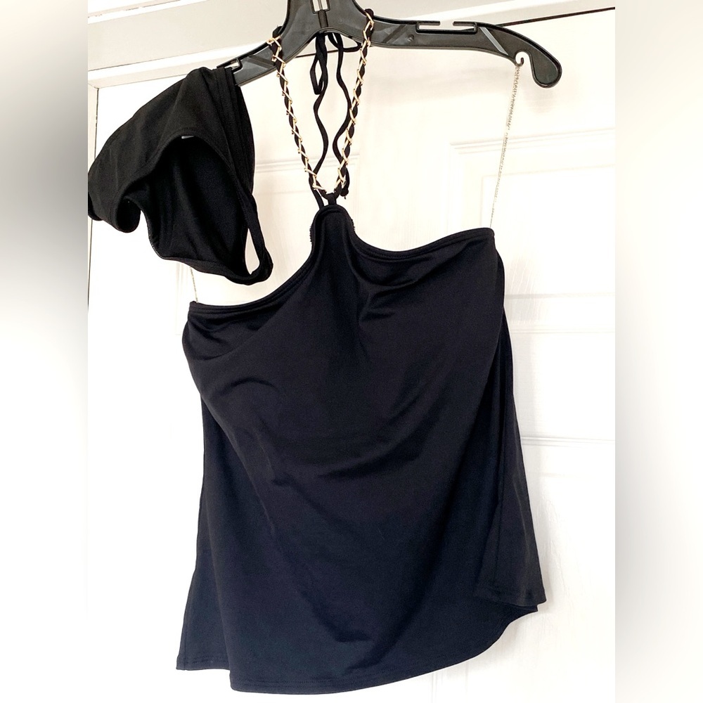 NWT MICHAEL Michael Kors Black Tank Top Two Piece Swimsuit in Size Small